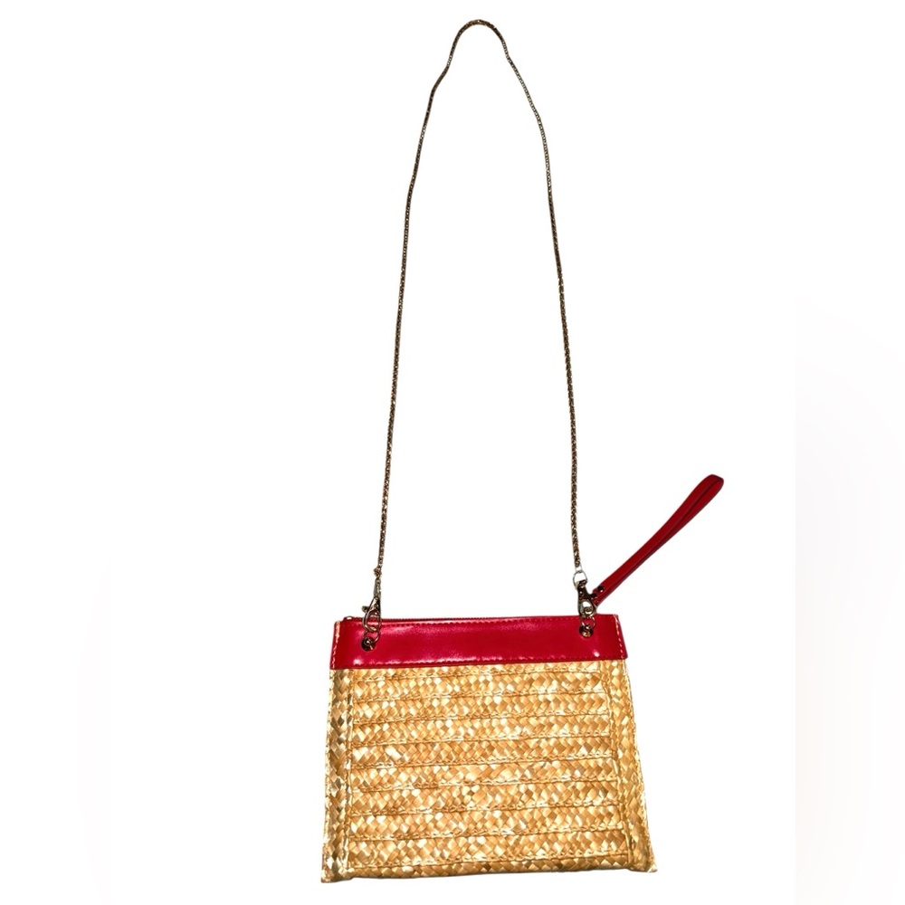 Miu Miu Red and Tan Woven Shoulder Crossbody Bag with Boxy Design GWP - Picture 3 of 7